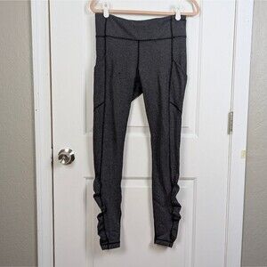 Lululemon | Gray Herringbone High Waisted Ruched Ankle Leggings Size 8